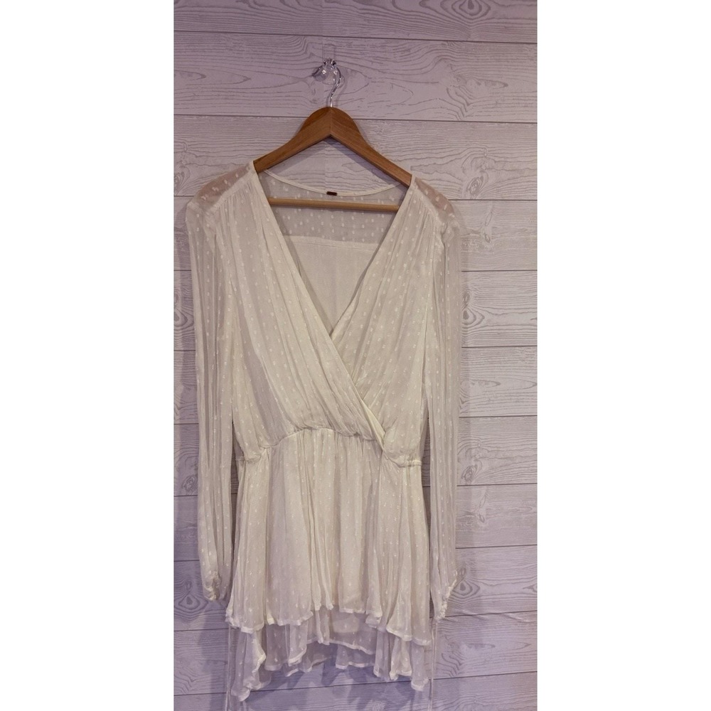 NWT Free People Cream Swiss Polka Dot Holly Dahlia Mini Dress Sz Small